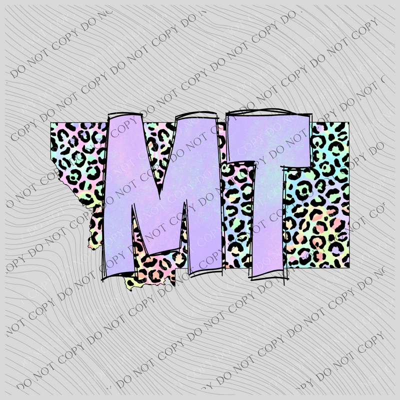 Montana Pastel Leopard State Digital Download, PNG