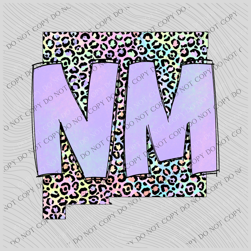 New Mexico Pastel Leopard State Digital Download, PNG