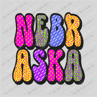 Nebraska Retro Patterns Neons/Retro Black Digital Design, PNG