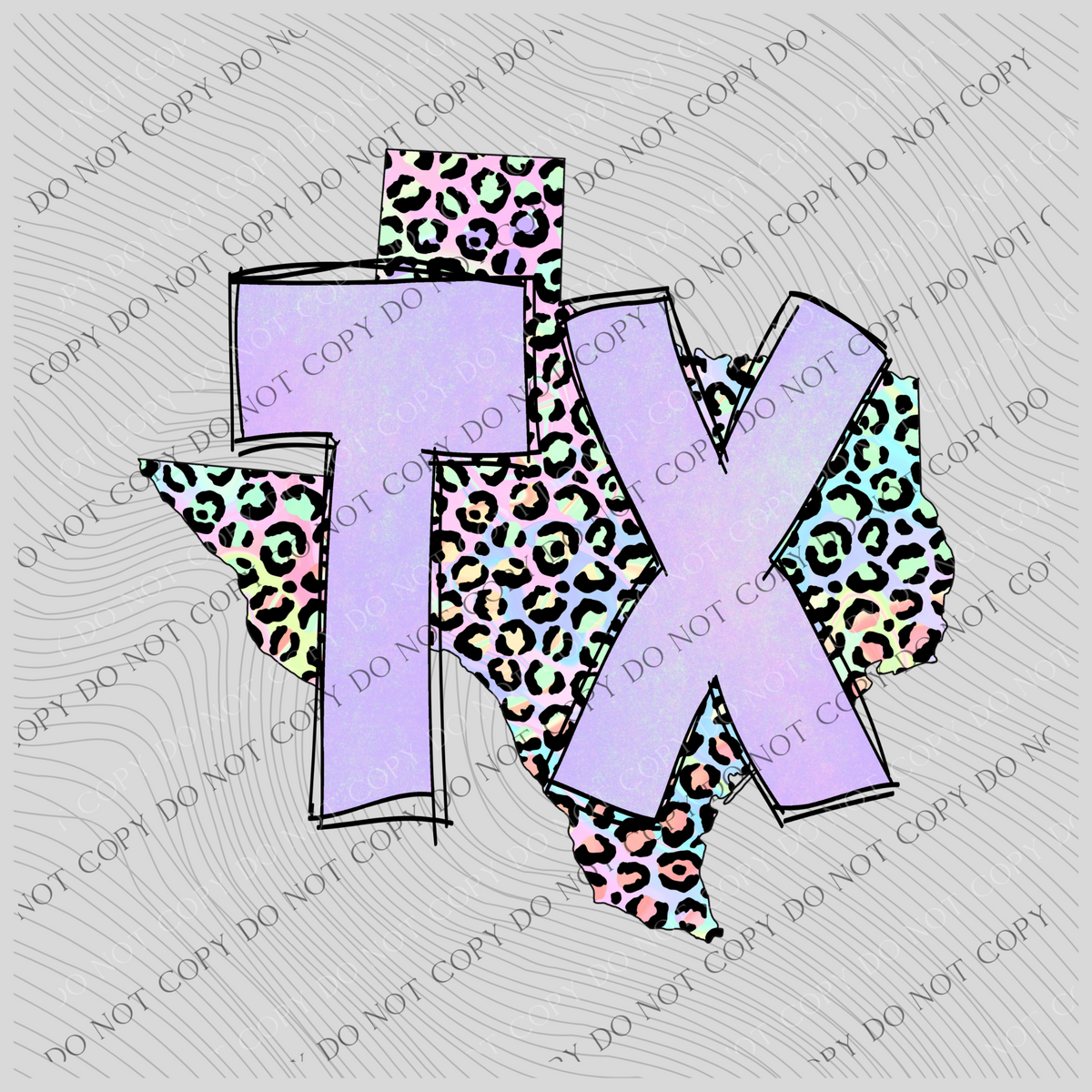 Texas Pastel Leopard State Digital Download, PNG