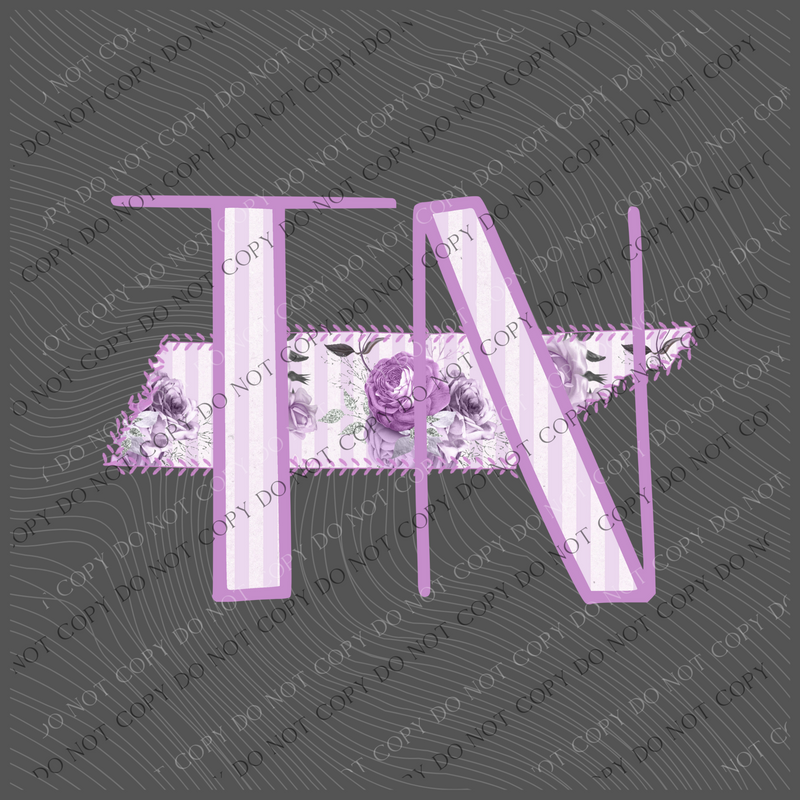 Tennessee TN Purple Floral Stitch Spring Digital Design, PNG