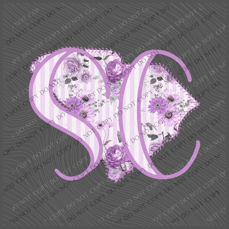 South Carolina SC Purple Floral Stitch Spring Digital Design, PNG
