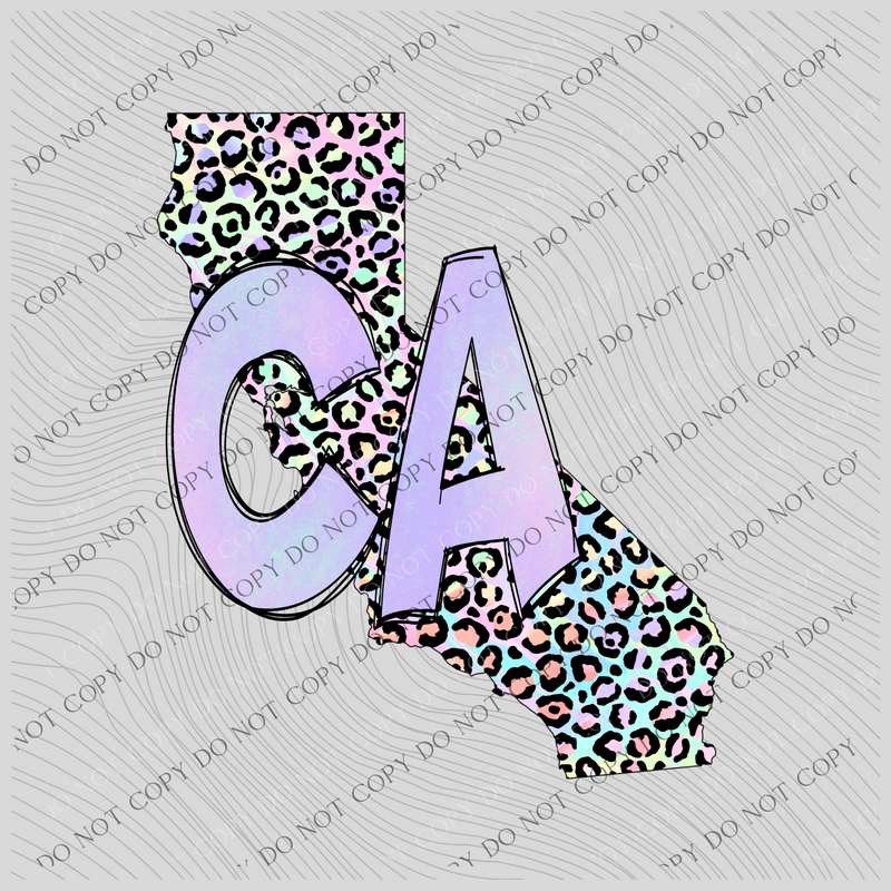 California Pastel Leopard State Digital Download, PNG