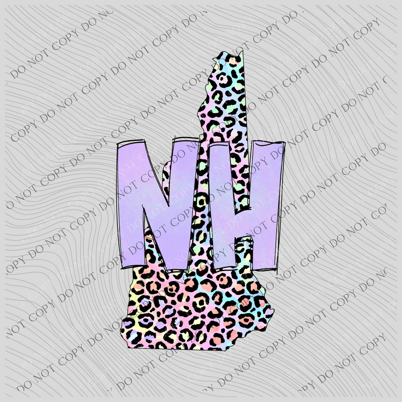 New Hampshire Pastel Leopard State Digital Download, PNG