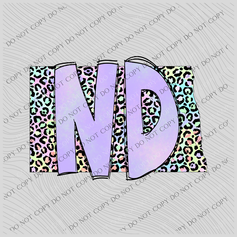 North Dakota Pastel Leopard State Digital Download, PNG