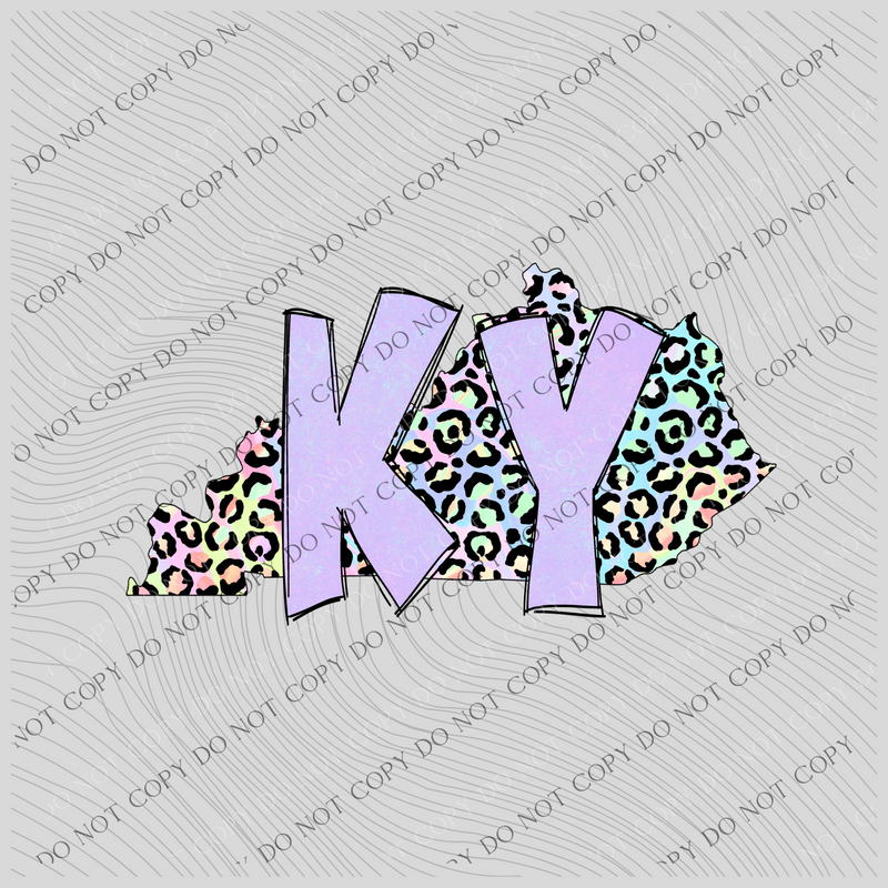 Kentucky Pastel Leopard State Digital Download, PNG