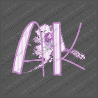 Alaska AK Purple Floral Stitch Spring Digital Design, PNG