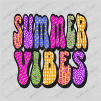 Summer Vibes Retro Patterns Neons/Retro Black Digital Design, PNG