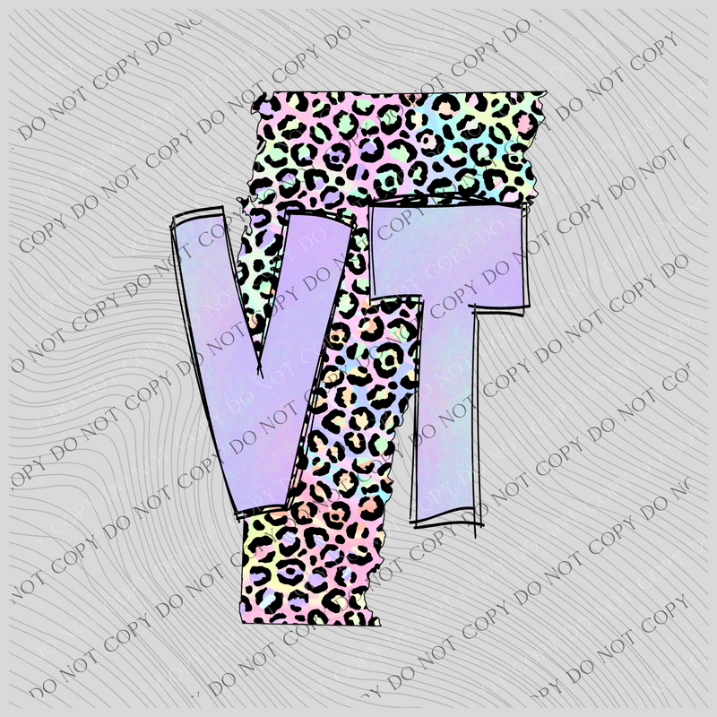 Vermont Pastel Leopard State Digital Download, PNG