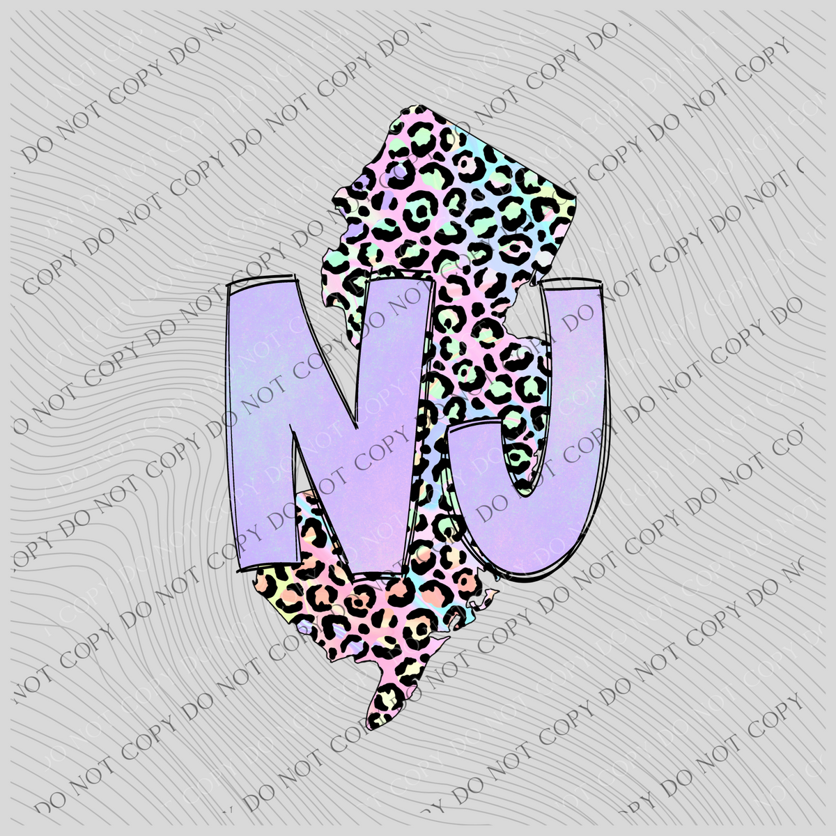 New Jersey Pastel Leopard State Digital Download, PNG