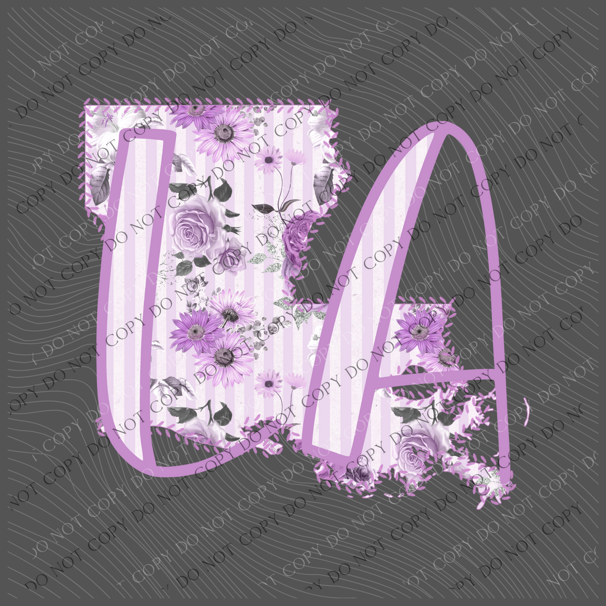 Louisiana LA Purple Floral Stitch Spring Digital Design, PNG