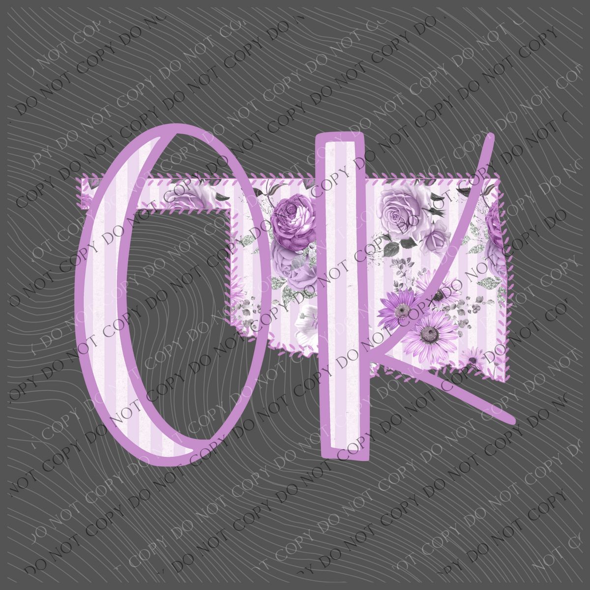 Oklahoma OK Purple Floral Stitch Spring Digital Design, PNG