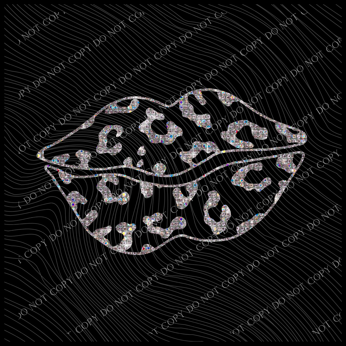 Leopard Diamond Bling Silver Valentine Design Digital, PNG