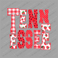Tennessee Strawberries, Gingham & Polka Dots Reds/White Distressed Digital Design, PNG