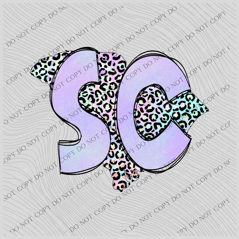 South Carolina Pastel Leopard State Digital Download, PNG