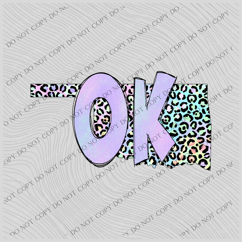 Oklahoma Pastel Leopard State Digital Download, PNG