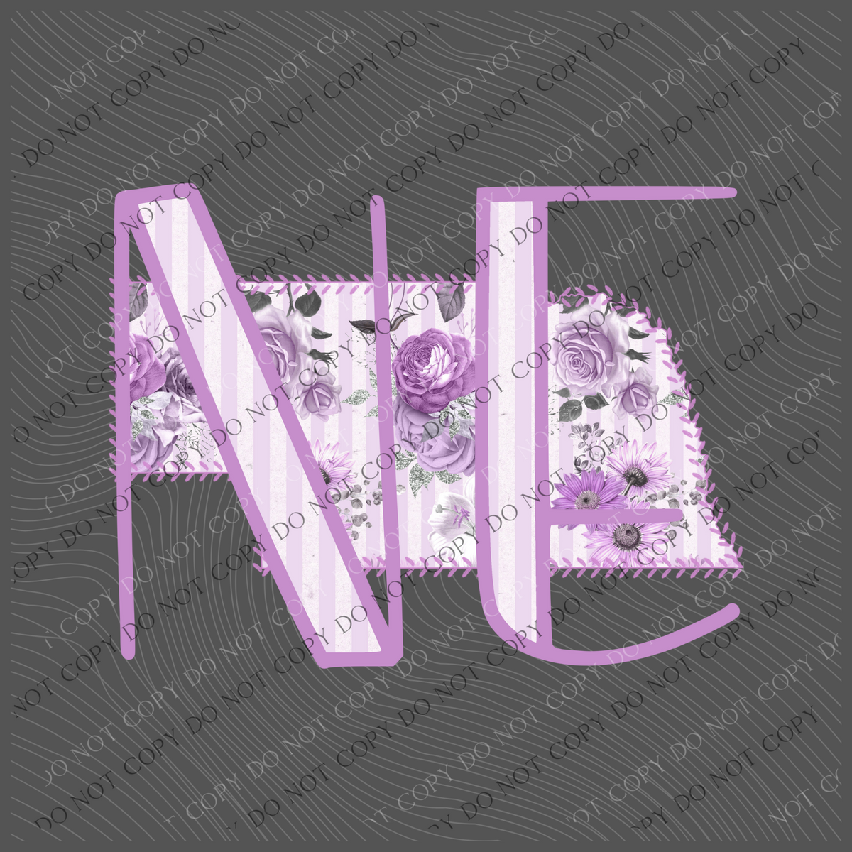 Nebraska NE Purple Floral Stitch Spring Digital Design, PNG