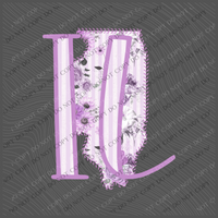 Illinois IL Purple Floral Stitch Spring Digital Design, PNG