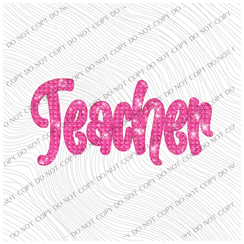 Teacher Pink Diamond Glitter Bling Digital Design, PNG
