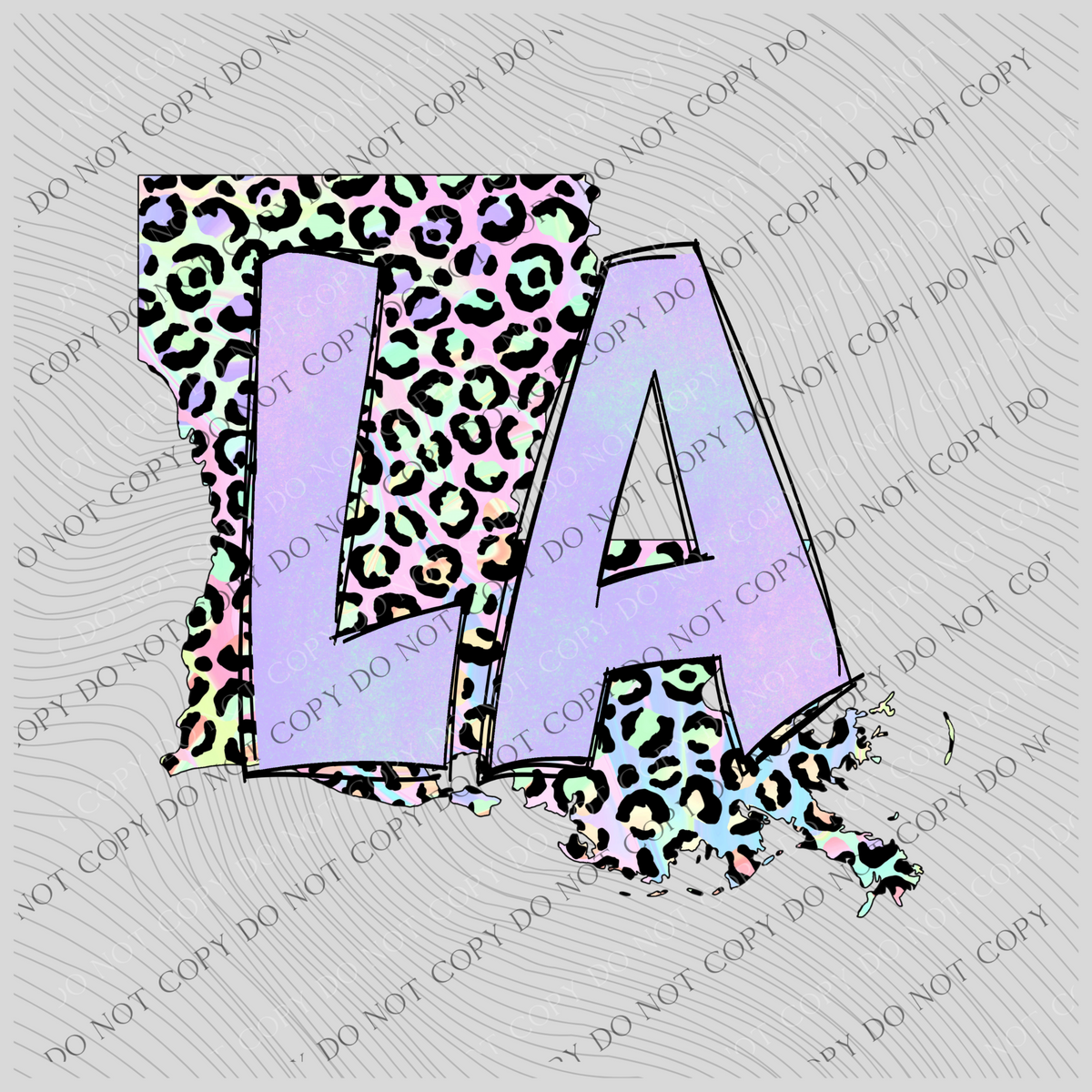 Louisiana Pastel Leopard State Digital Download, PNG