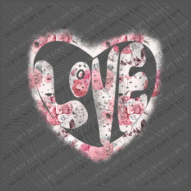Distressed Floral Heart Love Cutout Valentine Digital Design, PNG