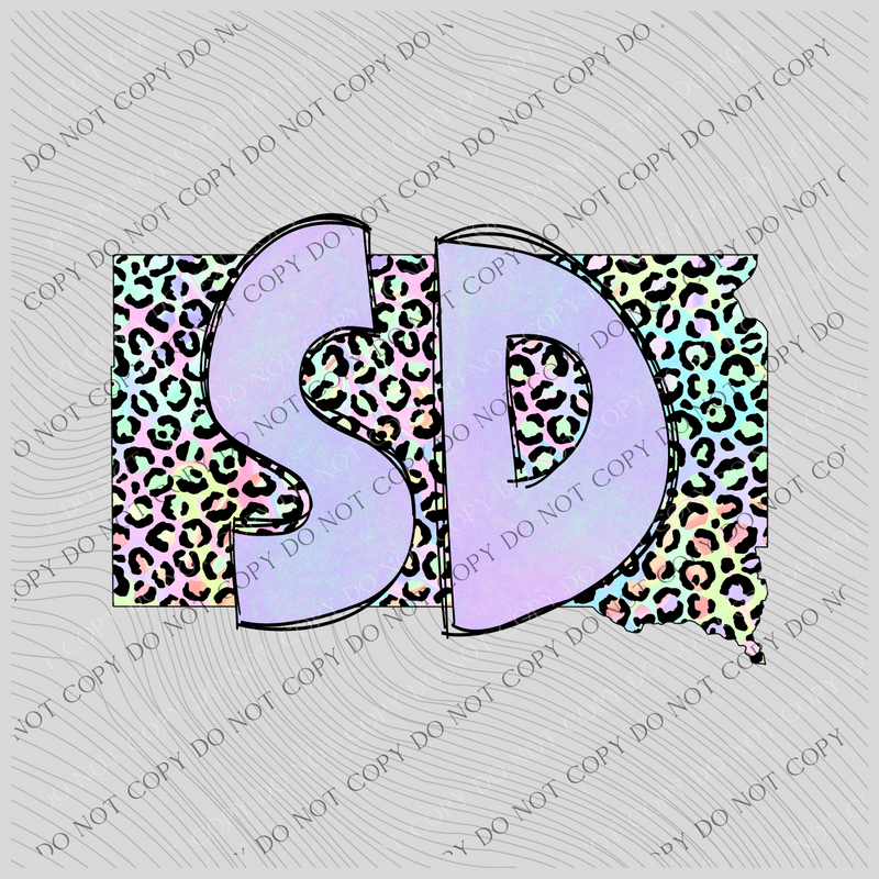 South Dakota Pastel Leopard State Digital Download, PNG