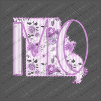 Missouri MO Purple Floral Stitch Spring Digital Design, PNG