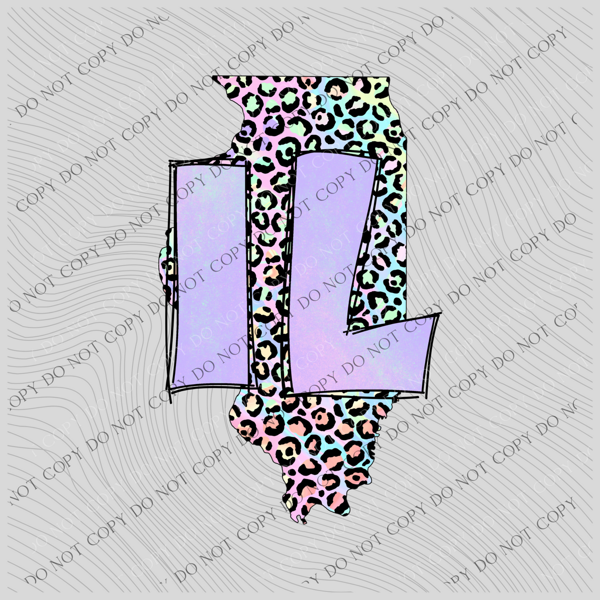 Illinois Pastel Leopard State Digital Download, PNG