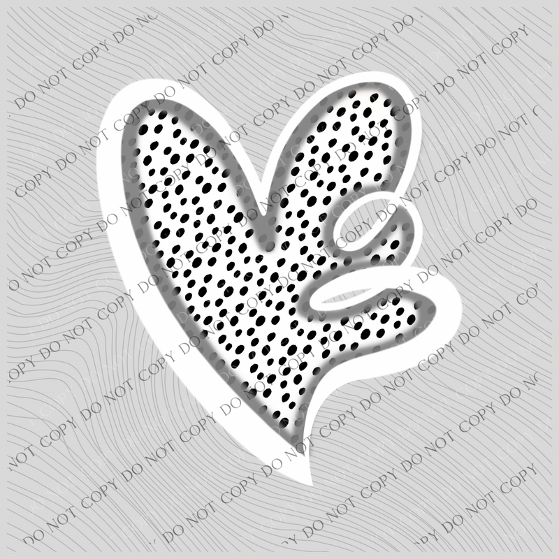 Whimsy Heart Spotted Black White Grey Valentine Digital Design, PNG