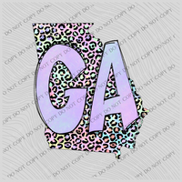 Georgia Pastel Leopard State Digital Download, PNG