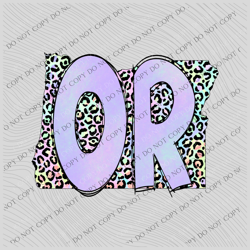 Oregon Pastel Leopard State Digital Download, PNG