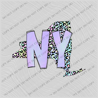 New York Pastel Leopard State Digital Download, PNG