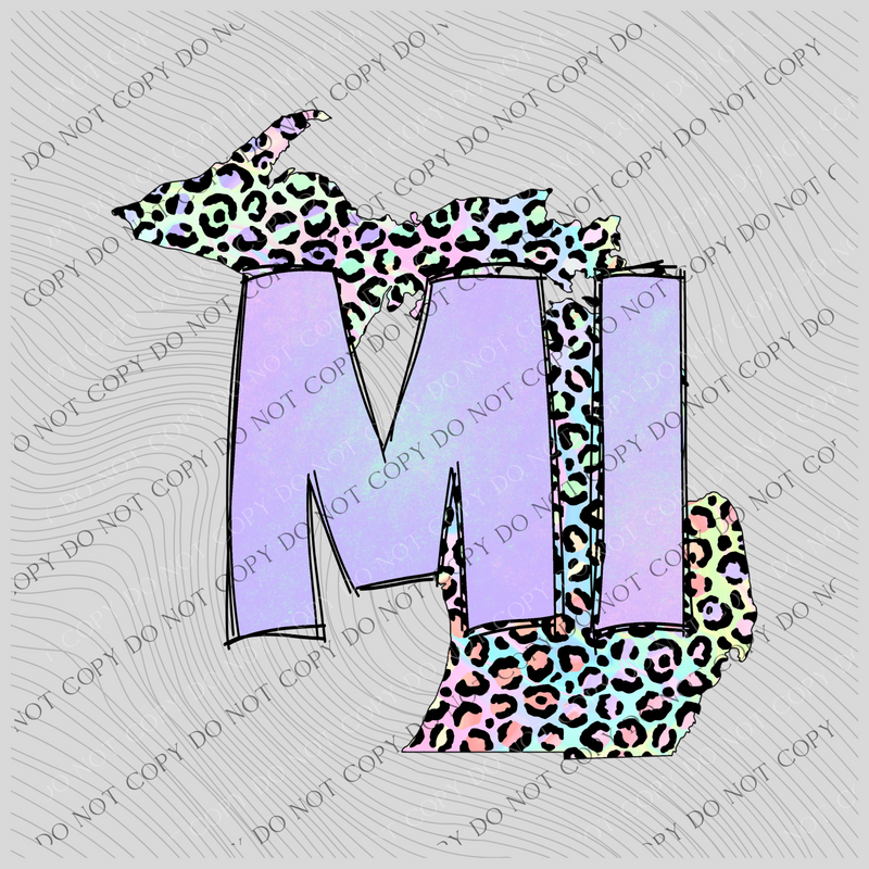 Michigan Pastel Leopard State Digital Download, PNG