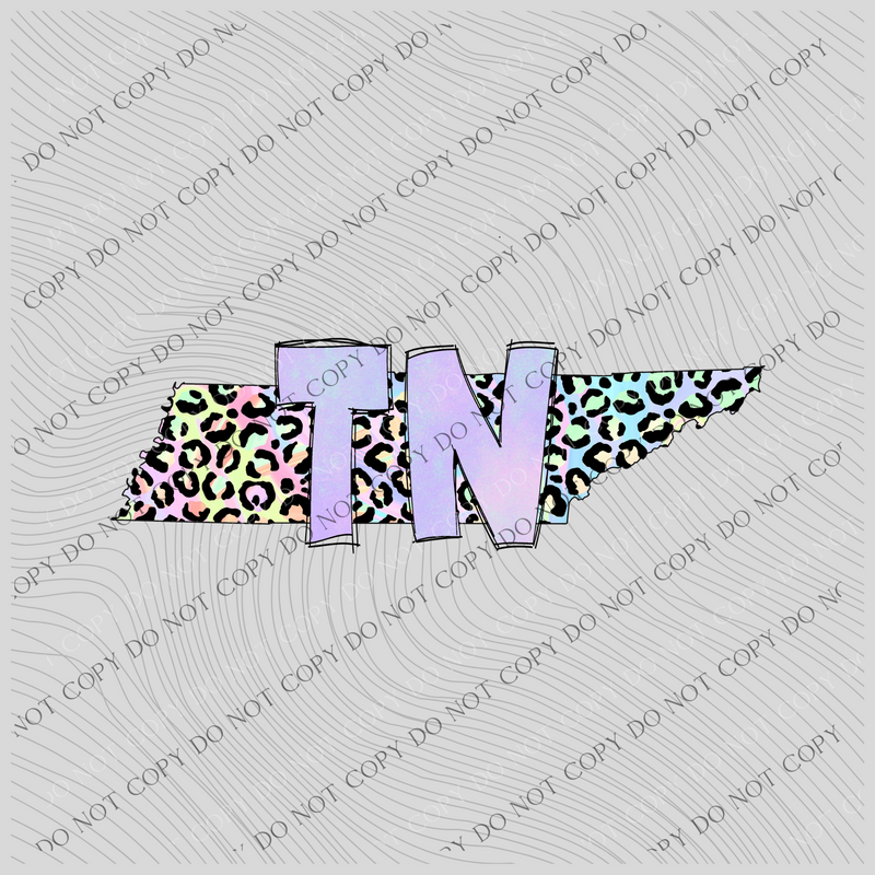 Tennessee Pastel Leopard State Digital Download, PNG