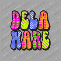 Delaware Retro Patterns Neons/Retro Black Digital Design, PNG