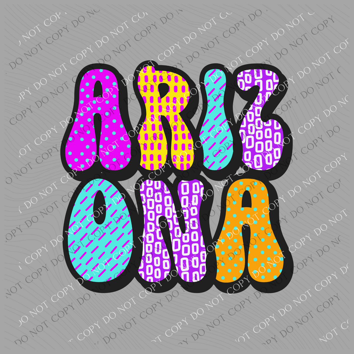 Arizona Retro Patterns Neons/Retro Black Digital Design, PNG