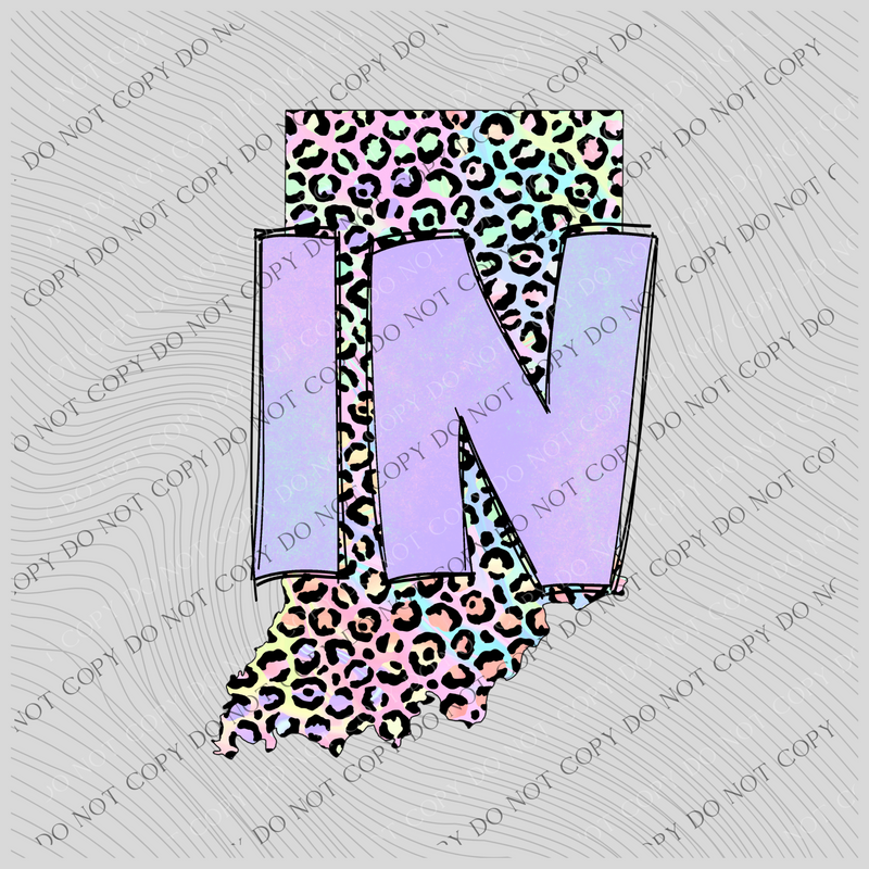 Indiana Pastel Leopard State Digital Download, PNG