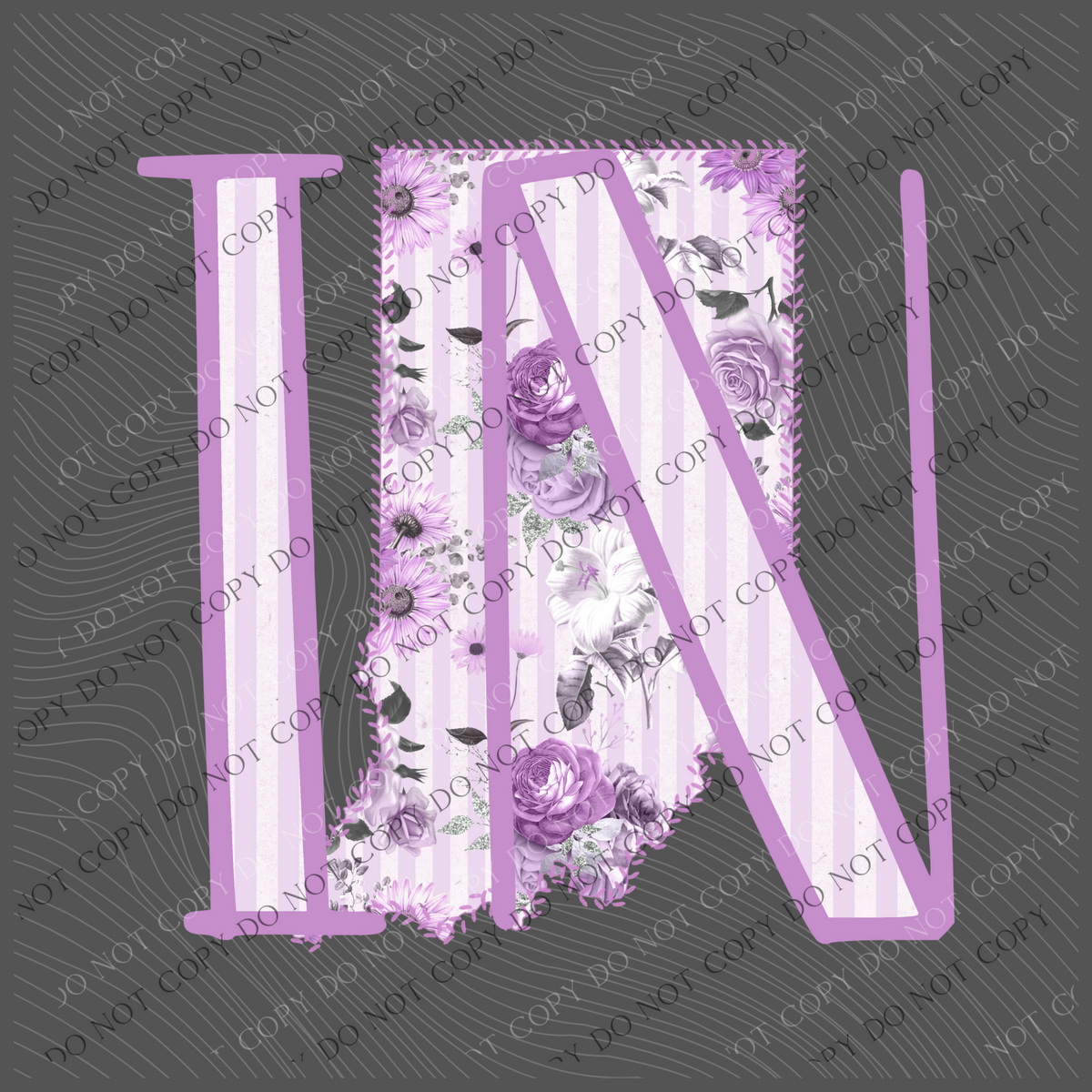 Indiana IN Purple Floral Stitch Spring Digital Design, PNG