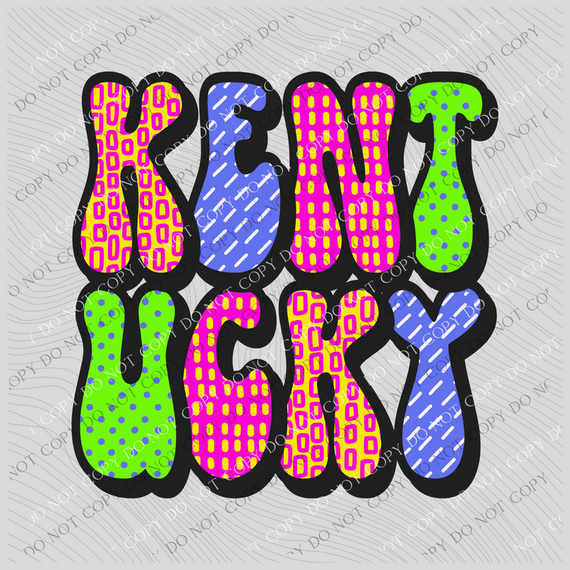 Kentucky Retro Patterns Neons/Retro Black Digital Design, PNG