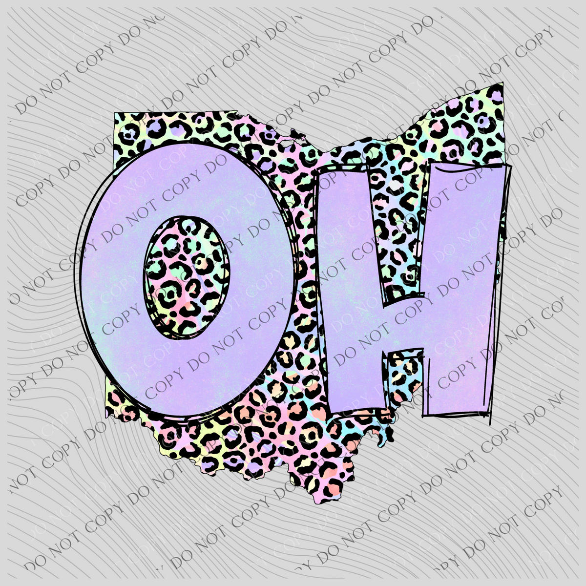 Ohio Pastel Leopard State Digital Download, PNG