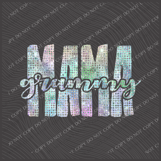 Mama Grammy Cutout Halographic Bling Digital Design, PNG